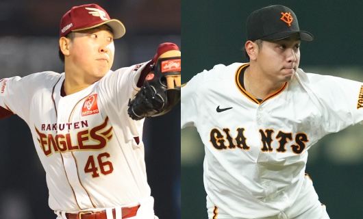 （左から）楽天・藤平尚真、巨人・石川達也