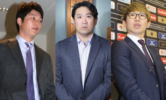 （左から）新井貴浩、田中将大、金子千尋