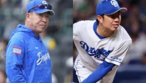 （左から）中日・井上一樹監督、松葉貴大