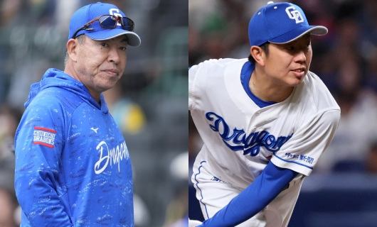 （左から）中日・井上一樹監督、松葉貴大