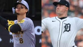 （左から）阪神・佐藤輝明、デトロイト、タリク・スクバル