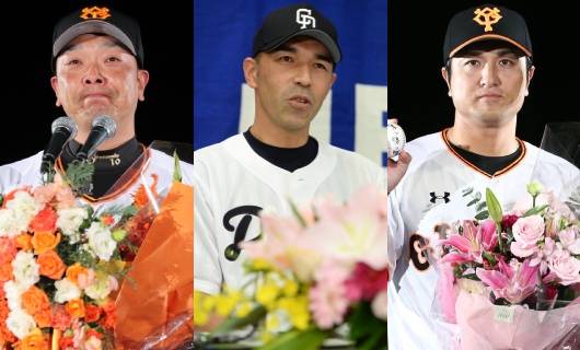 （左から）阿部慎之助、和田一浩、高橋由伸