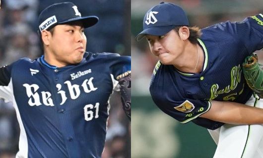 （左から）西武・平良海馬、ヤクルト・阪口皓亮