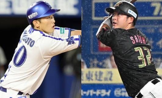 （左から）DeNA・山本祐大、ロッテ・佐藤都志也