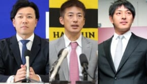 （左から）大野雄大、能見篤史、岩隈久志