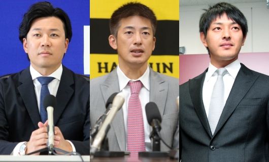 （左から）大野雄大、能見篤史、岩隈久志