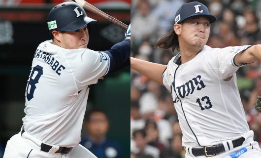 （左から）西武・渡部聖弥、髙橋光成