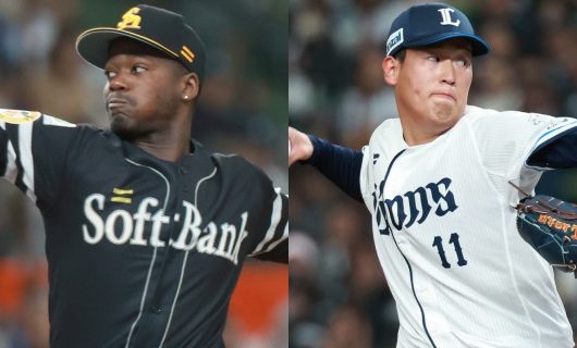 (左から)ソフトバンク・リバン・モイネロ、西武・上田大河