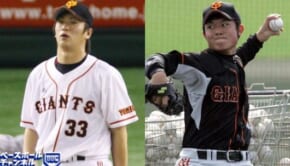 巨人・野間口貴彦（左）と辻内崇伸