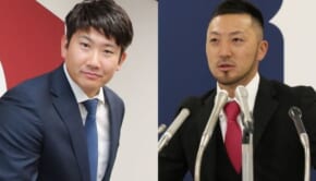 巨人・菅野智之（左）と広島・菊池涼介