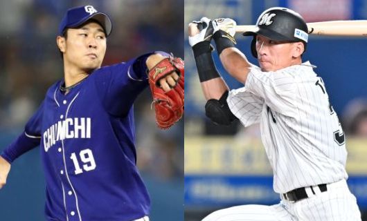 中日・髙橋宏斗（左）とロッテ・髙部瑛斗