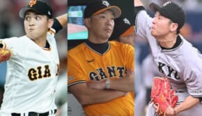 （左から）巨人・髙橋優貴、阿部慎之助監督、近藤大亮