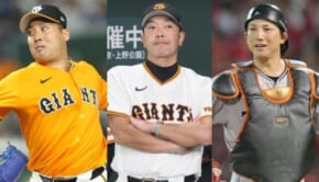 （左から）今村信貴、阿部慎之助監督、小林誠司