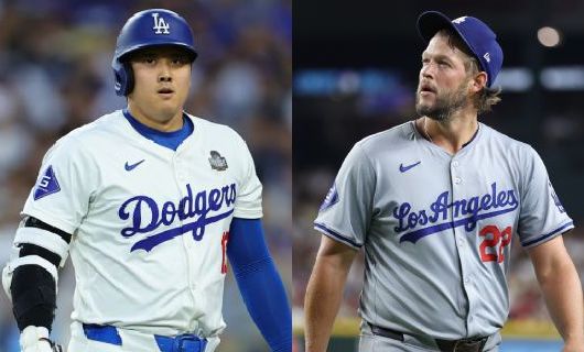 ロサンゼルス・ドジャースの大谷翔平（左）とクレイトン・カーショウ