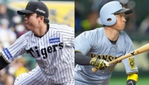 （左から）阪神・村上頌樹、近本光司