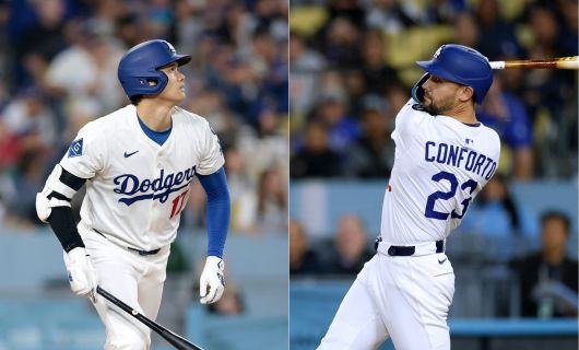 ロサンゼルス・ドジャースの大谷翔平選手とマイケル・コンフォート外野手