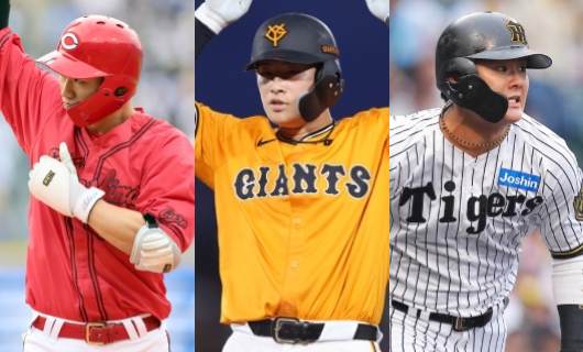 （左から）中村奨成、増田陸、前川右京